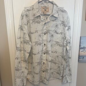 Western Aloha White and Black Patterned Shirt